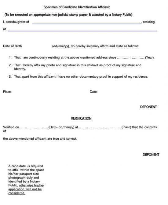 Free Affidavit Of Identity Forms Templates Word PDF