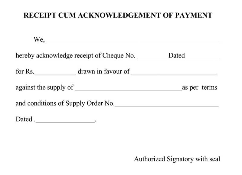 Cash Receipt Acknowledgement Format Printable Form Templates And Letter
