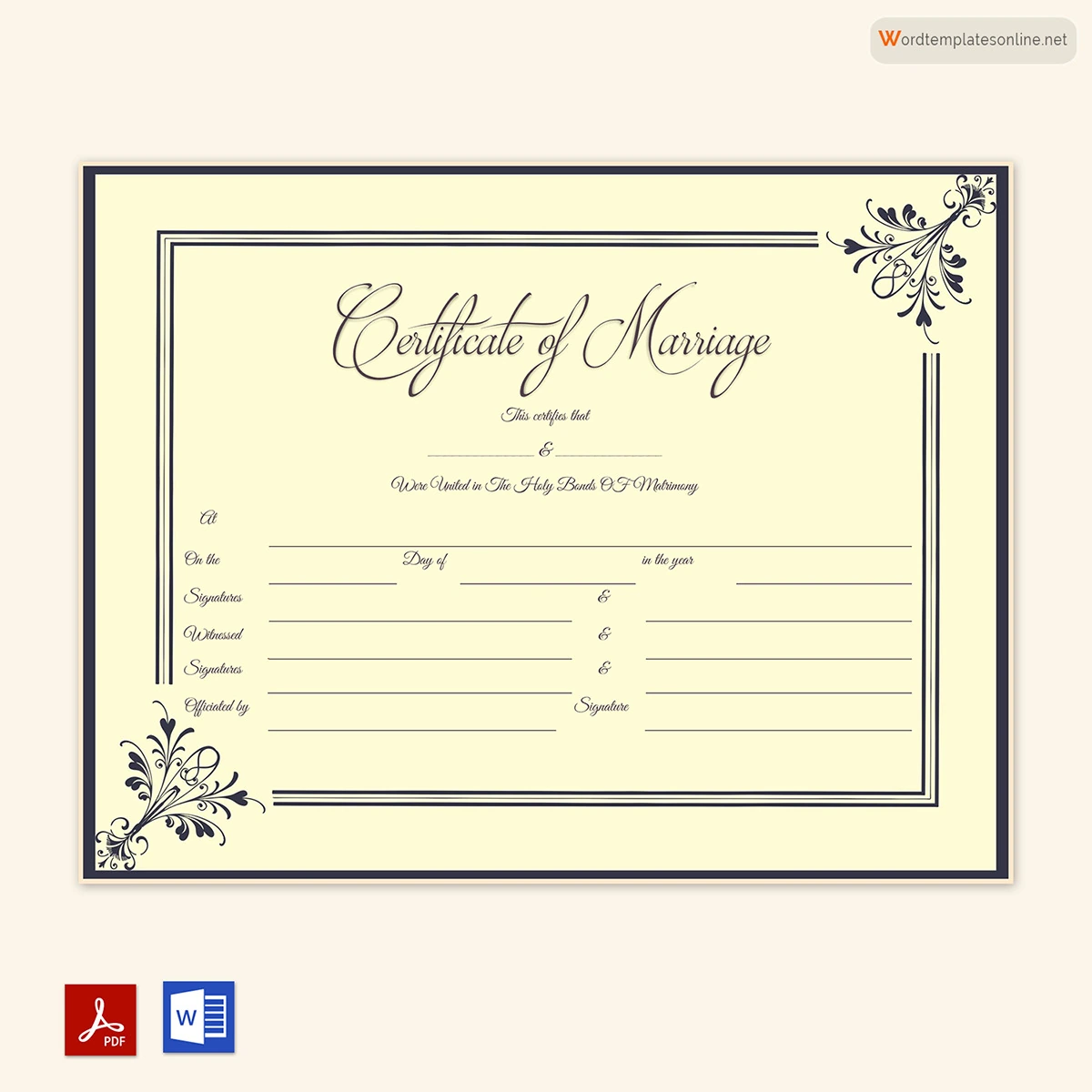 marriage certificate template microsoft word
