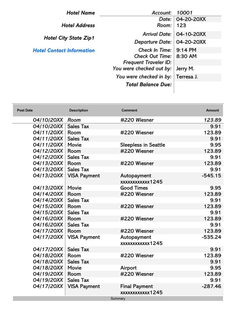 chase travel detailed receipt