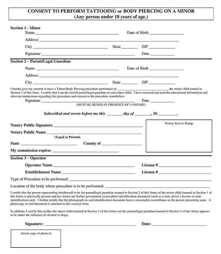 Free Tattoo Consent Forms Word PDF