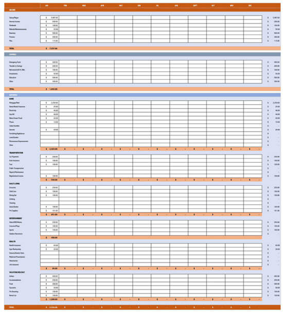 household budget template pdf