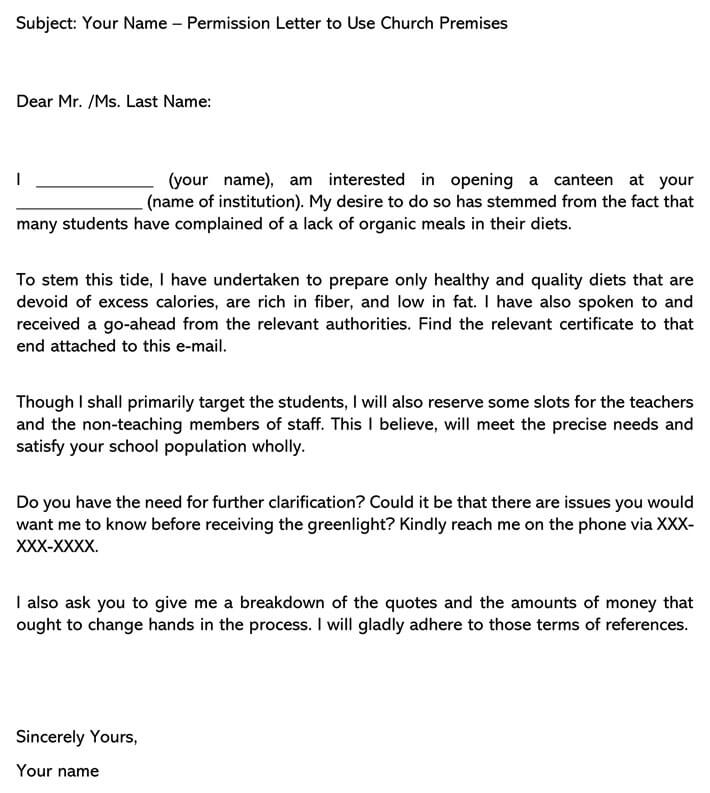 application letter to rent a canteen