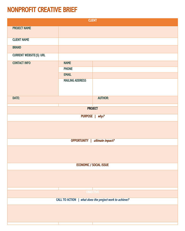 Printable Creative Brief Template Example 17 for Word File
