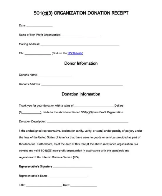 free 501 c 3 donation receipt templates word pdf