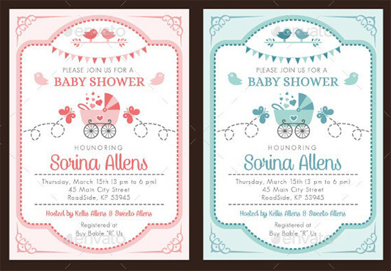 Free Baby Shower Invitation Template 13 for Adobe