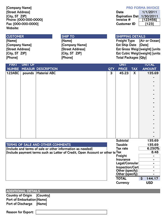 18 Free Proforma Invoice Templates (Word Excel PDF)
