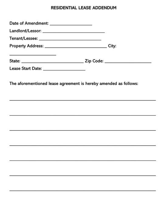 Free Lease Addendum Templates (14 Types) Clause Forms