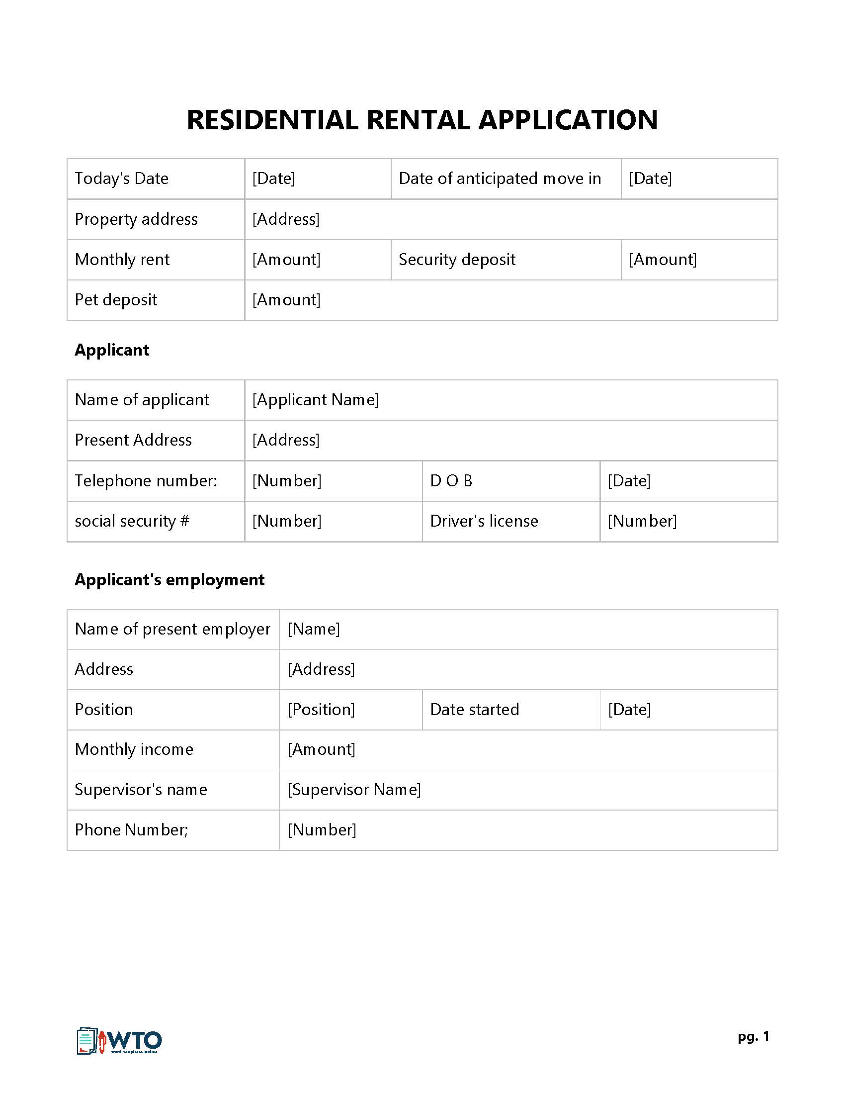 55 Blank Rental Application Forms Templates Editable