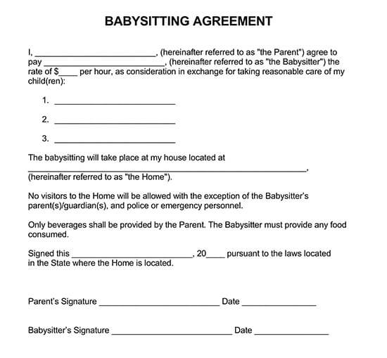 Free Child Care (Daycare) & Babysitting Contract Templates (Word PDF)