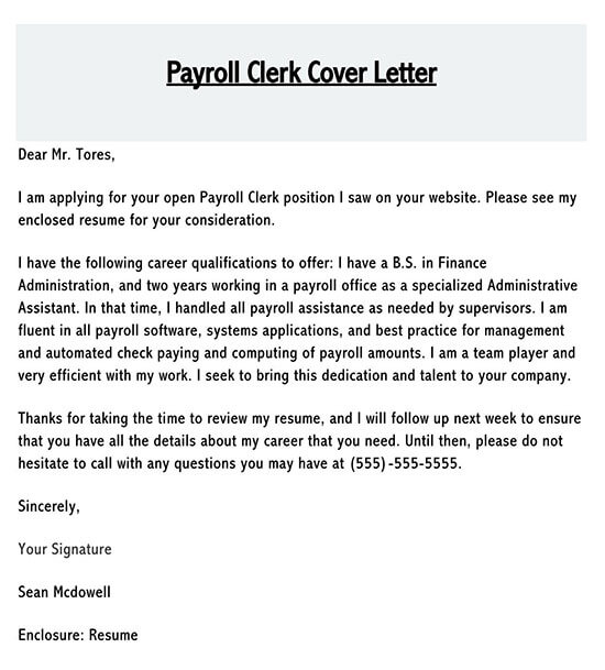 cover letter for mail processing clerk with no experience