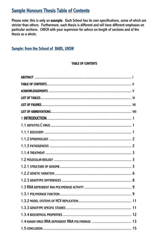 Free Simple Table of Contents Template 08 for Word File