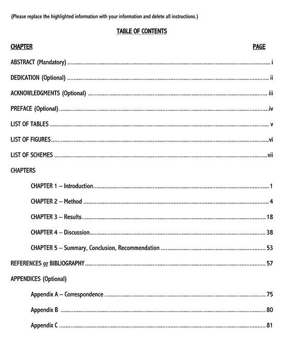 Free Simple Table of Contents Template 09 for Word File