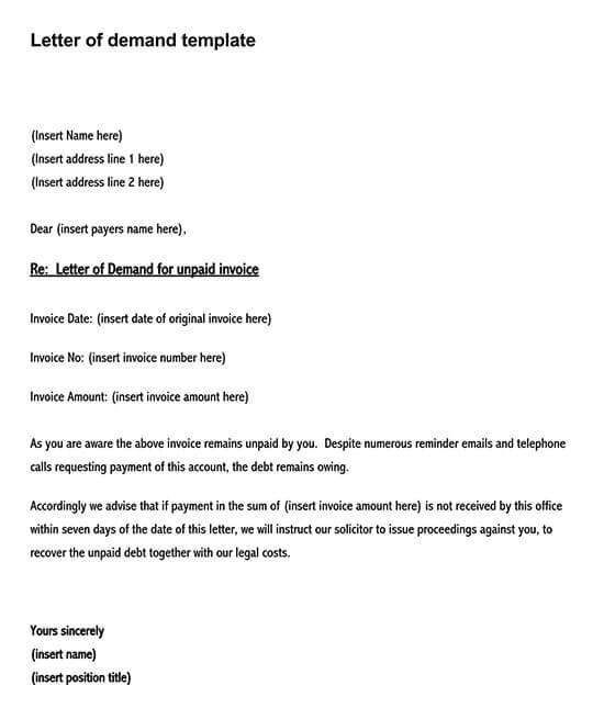 Downloadable 7 Days Rent Demand Letter Template as Word File