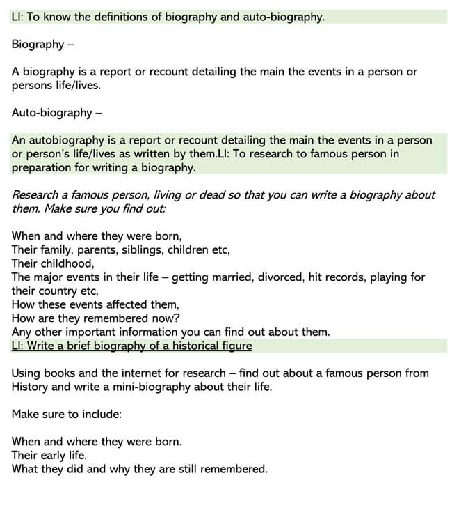 Great Personal Biography Template 01 as Word Document