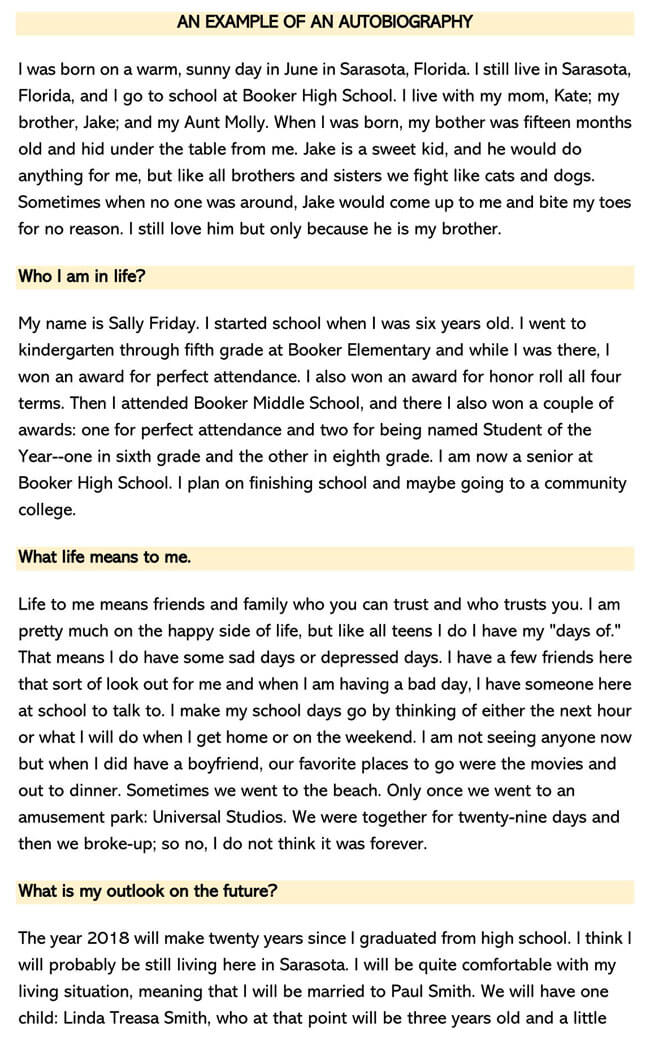 Great Personal Biography Template 03 as Word Document