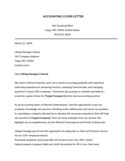 accounting director cover letter