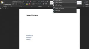create table of contents in word starter 2013