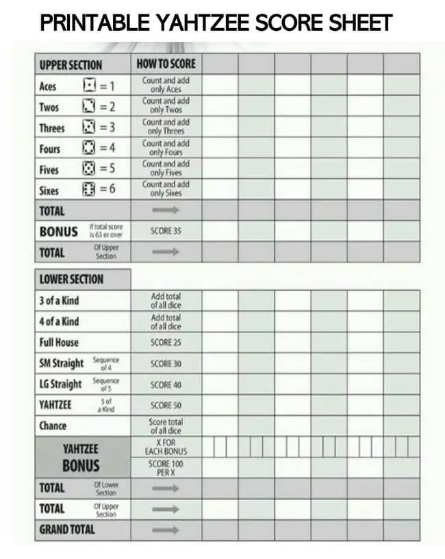 30 free printable yahtzee score sheets scorecards pdf