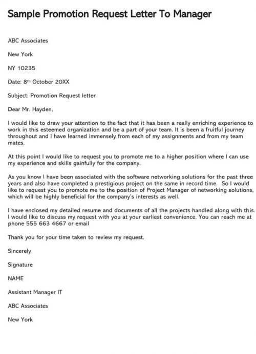 Promotion Request Letter Examples | How to Write (Templates)
