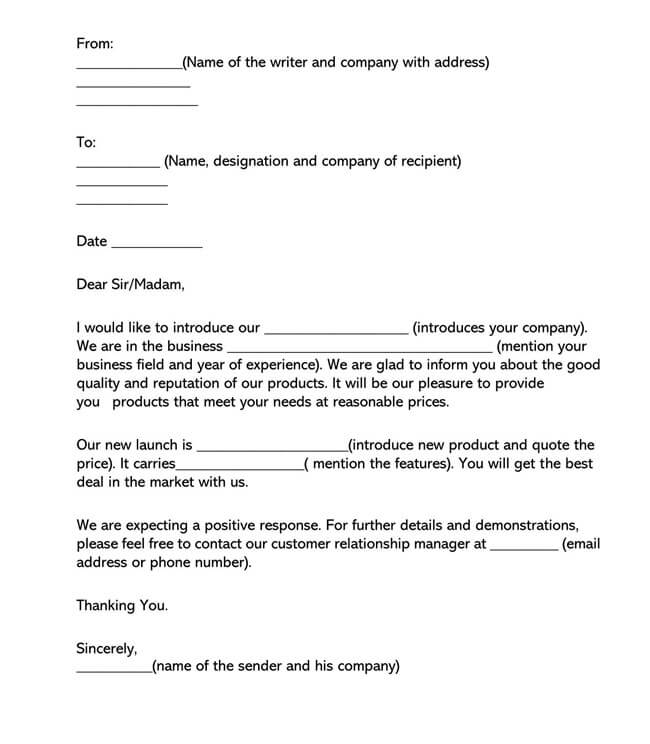 Free Customizable Introductory Sales Letter Template 01 for Word Document