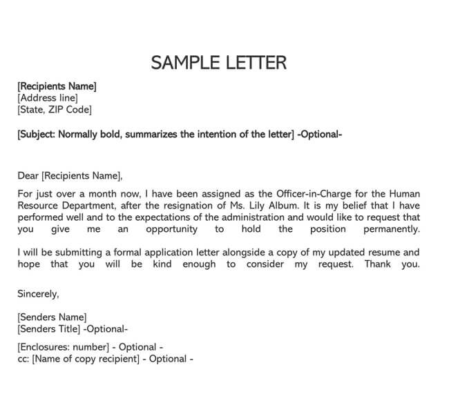 Editable Temporary to Permanent Employment Request Letter Form