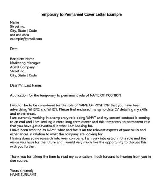 application letter for making job permanent