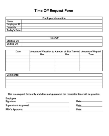 Free Employee Time-Off Request Forms - Word