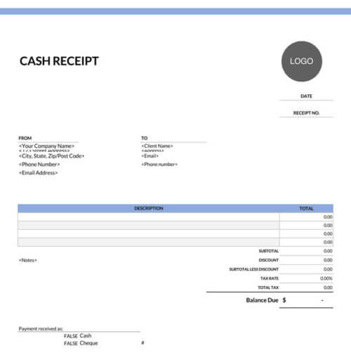 cash receipts example