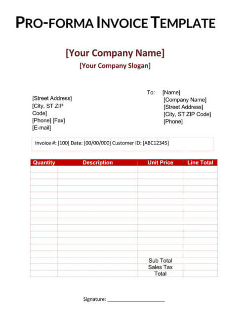 Free Proforma Invoice Templates Word Excel PDF