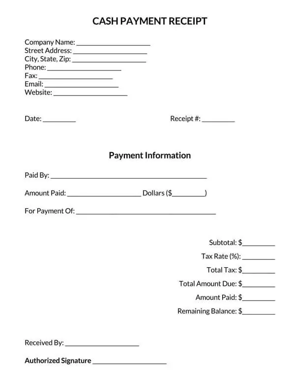 38 free payment receipt templates excel word pdf