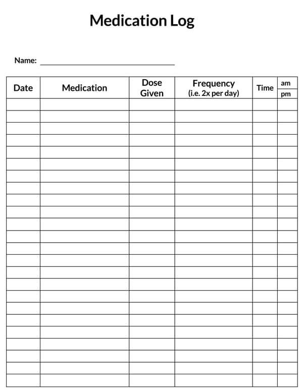 Free Medication List Template 03 for Word File