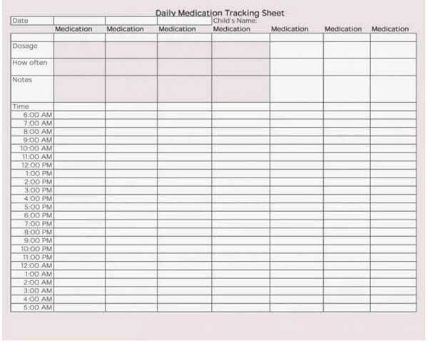 Free Daily Medication Tracking Sheet Template for Pdf File