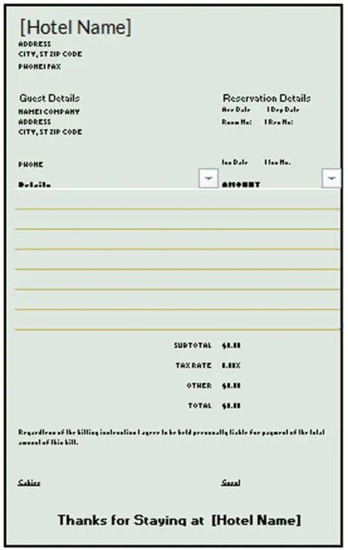 28 free hotel receipt invoice templates word pdf excel