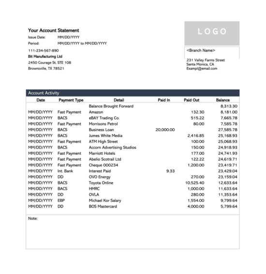 24+ Free Personal Bank Statement Templates (Word - Excel)