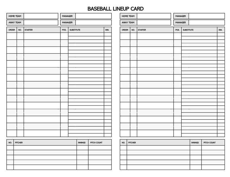 30 Free Printable Baseball Lineup Templates (Word, Excel)