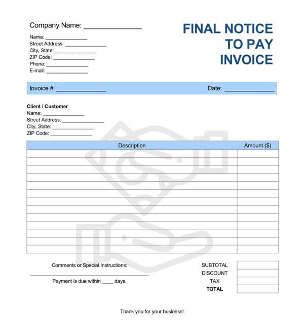 Great Final Invoice Statement Template as Word File