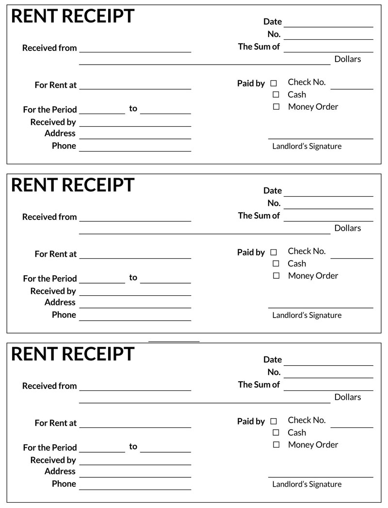Free Receipt Templates Rent Sales Cash Donation Etc 