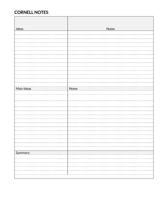 64 Free Cornell Note Templates (Note Taking Explained)