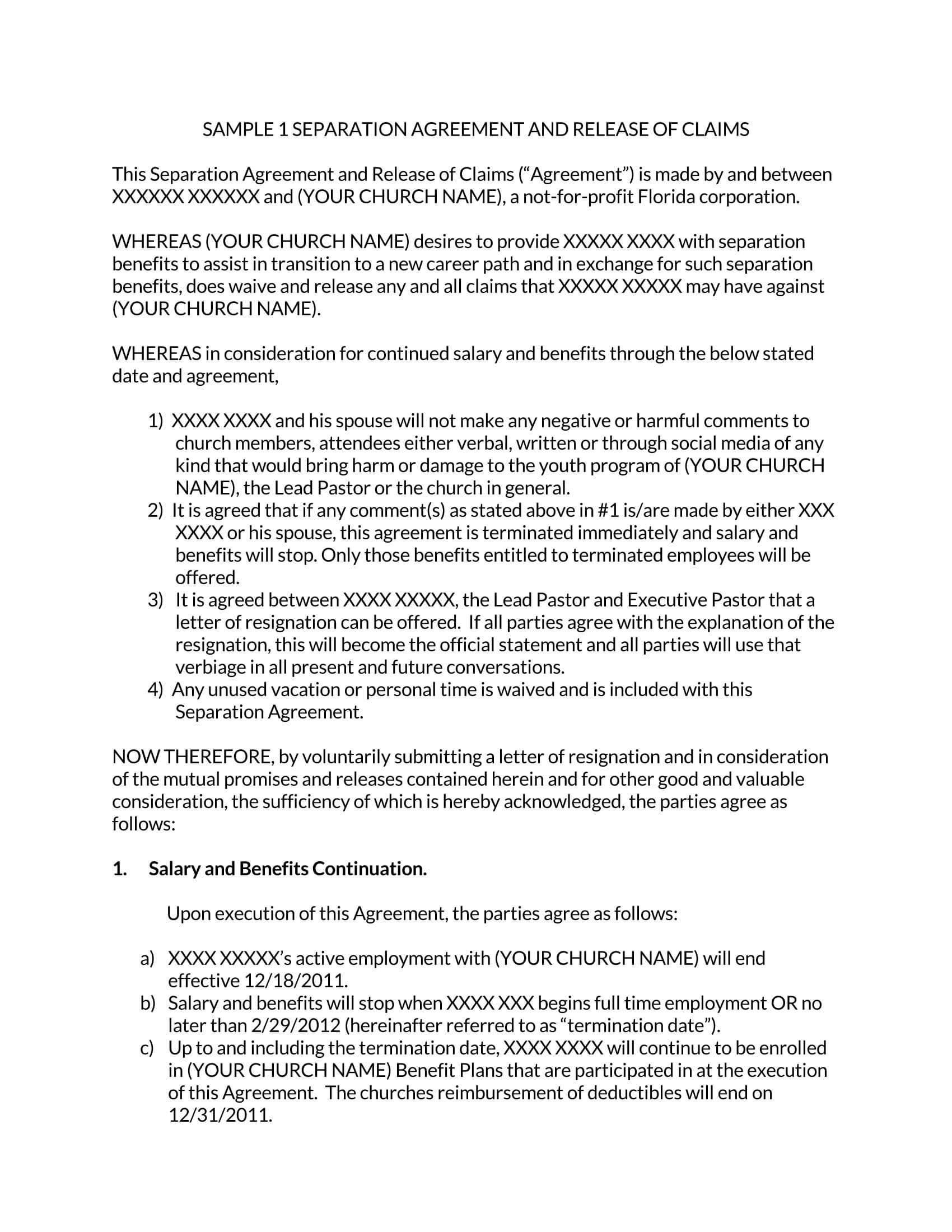 Professional separation agreement template 16