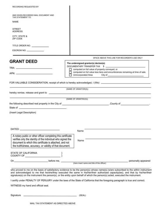 Free Grant Deed Forms PDF, Word