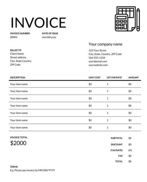 sample invoice freelance
