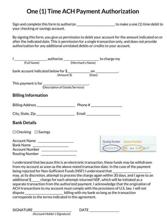 Free Credit Card Ach Authorization Forms Word Pdf 5587