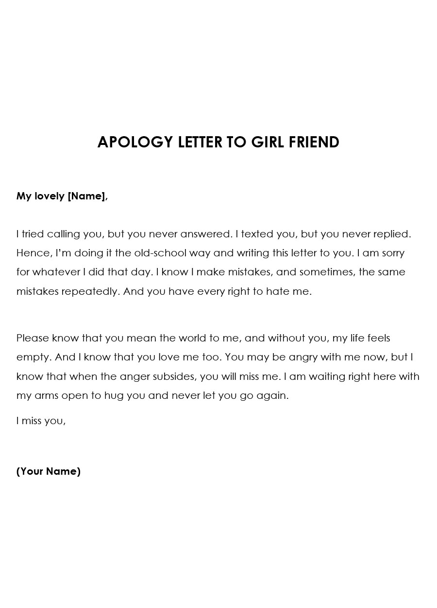 Professional Downloadable Spouse Apology Letter Example for Word Document