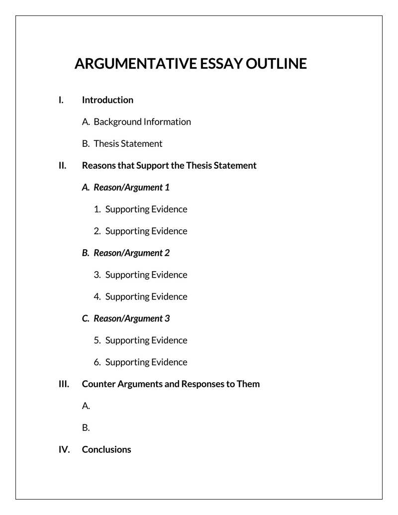argumentative essay outline template 8th grade
