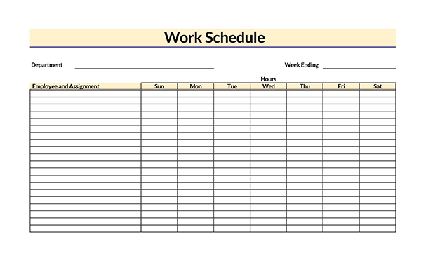 Free Employee Work Schedule Template 05 in Excel Format