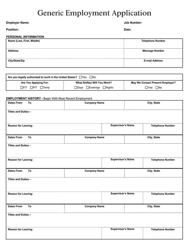 job application form types samples 30 free templates pdf