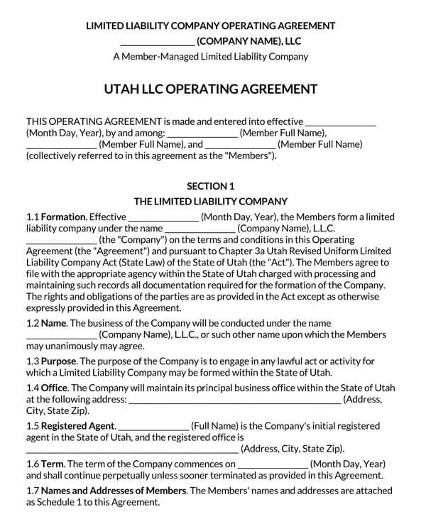 Utah LLC Operating Agreement Templates How to Start an LLC