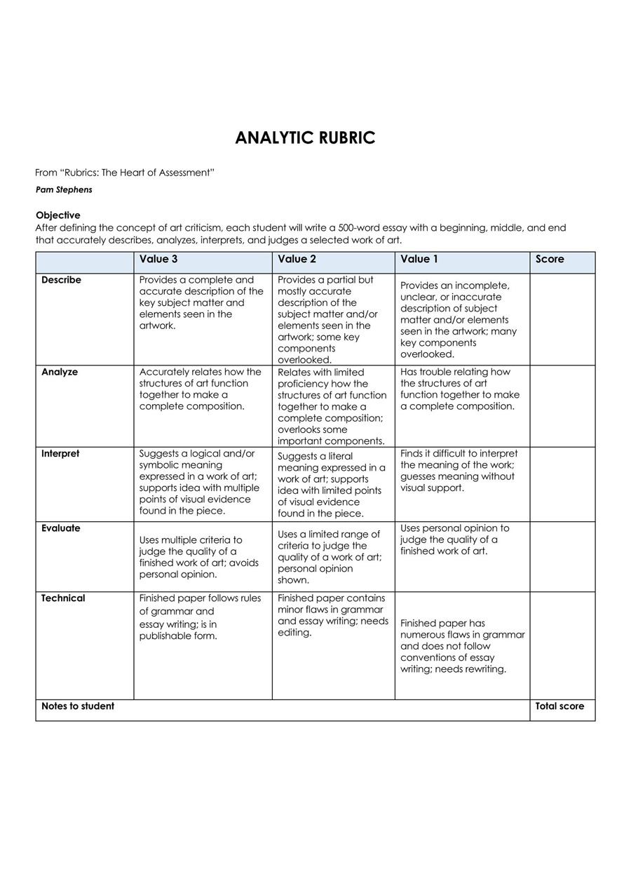 40 Free Rubric Templates Assessment Examples Word Pdf