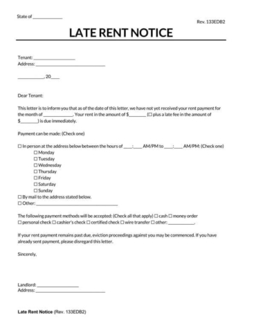 Free Late Rent Notice Templates | Word - PDF
